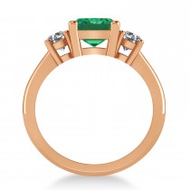 Emerald & Round 3-Stone Emerald & Diamond Engagement Ring 14k Rose Gold (3.00ct)