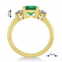 Emerald & Round 3-Stone Emerald & Diamond Engagement Ring 14k Yellow Gold (3.00ct)