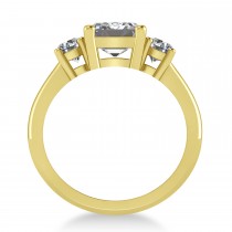 Emerald & Round 3-Stone Moissanite & Diamond Engagement Ring 14k Yellow Gold (3.00ct)