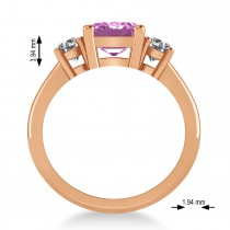 Emerald & Round 3-Stone Pink Sapphire & Diamond Engagement Ring 14k Rose Gold (3.00ct)