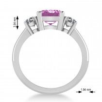 Emerald & Round 3-Stone Pink Sapphire & Diamond Engagement Ring 14k White Gold (3.00ct)