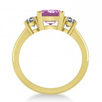 Emerald & Round 3-Stone Pink Sapphire & Diamond Engagement Ring 14k Yellow Gold (3.00ct)