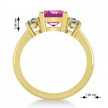 Emerald & Round 3-Stone Pink Topaz & Diamond Engagement Ring 14k Yellow Gold (3.00ct)