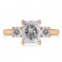 Emerald & Round 3-Stone Salt & Pepper Diamond Engagement Ring 14k Rose Gold (3.00ct)