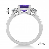 Emerald & Round 3-Stone Tanzanite & Diamond Engagement Ring 14k White Gold (3.00ct)