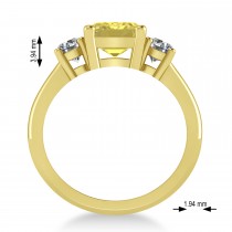 Emerald & Round 3-Stone Yellow & White Diamond Engagement Ring 14k Yellow Gold (3.00ct)