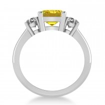 Emerald & Round 3-Stone Yellow Sapphire & Diamond Engagement Ring 14k White Gold (3.00ct)