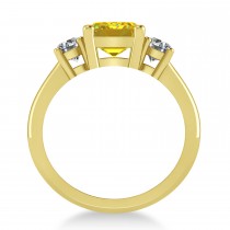 Emerald & Round 3-Stone Yellow Sapphire & Diamond Engagement Ring 14k Yellow Gold (3.00ct)