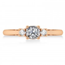Cushion Diamond Three-Stone Engagement Ring 14k Rose Gold (0.60ct)