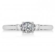 Cushion Diamond Three-Stone Engagement Ring 14k White Gold (0.60ct)