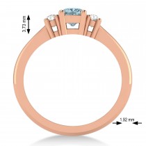 Cushion Aquamarine & Diamond Three-Stone Engagement Ring 14k Rose Gold (0.60ct)