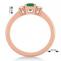 Cushion Emerald & Diamond Three-Stone Engagement Ring 14k Rose Gold (0.60ct)