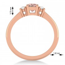 Cushion Morganite & Diamond Three-Stone Engagement Ring 14k Rose Gold (0.60ct)