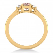 Cushion Morganite & Diamond Three-Stone Engagement Ring 14k Yellow Gold (0.60ct)