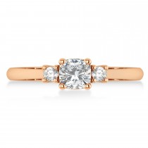 Cushion Moissanite & Diamond Three-Stone Engagement Ring 14k Rose Gold (0.60ct)