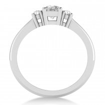 Cushion Moissanite & Diamond Three-Stone Engagement Ring 14k White Gold (0.60ct)