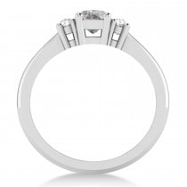 Cushion Salt & Pepper & White Diamond Three-Stone Engagement Ring 14k White Gold (0.60ct)