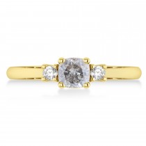 Cushion Salt & Pepper & White Diamond Three-Stone Engagement Ring 14k Yellow Gold (0.60ct)