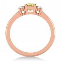 Cushion Yellow & White Diamond Three-Stone Engagement Ring 14k Rose Gold (0.60ct)