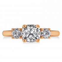 Cushion & Round 3-Stone Diamond Engagement Ring 14k Rose Gold (2.50ct)