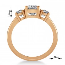 Cushion & Round 3-Stone Diamond Engagement Ring 14k Rose Gold (2.50ct)