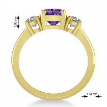Cushion & Round 3-Stone Amethyst & Diamond Engagement Ring 14k Yellow Gold (2.50ct)