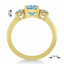 Cushion & Round 3-Stone Blue Topaz & Diamond Engagement Ring 14k Yellow Gold (2.50ct)