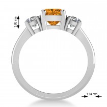 Cushion & Round 3-Stone Citrine & Diamond Engagement Ring 14k White Gold (2.50ct)