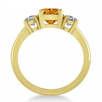 Cushion & Round 3-Stone Citrine & Diamond Engagement Ring 14k Yellow Gold (2.50ct)