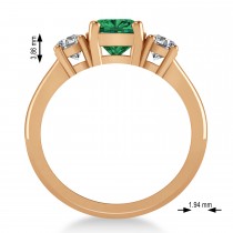 Cushion & Round 3-Stone Emerald & Diamond Engagement Ring 14k Rose Gold (2.50ct)