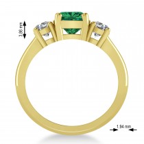 Cushion & Round 3-Stone Emerald & Diamond Engagement Ring 14k Yellow Gold (2.50ct)
