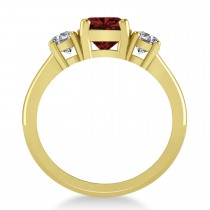 Cushion & Round 3-Stone Garnet & Diamond Engagement Ring 14k Yellow Gold (2.50ct)