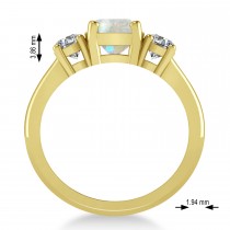 Cushion & Round 3-Stone Opal & Diamond Engagement Ring 14k Yellow Gold (2.50ct)