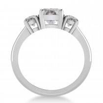 Cushion & Round 3-Stone Salt & Pepper Diamond Engagement Ring 14k White Gold (2.50ct)