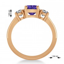 Cushion & Round 3-Stone Tanzanite & Diamond Engagement Ring 14k Rose Gold (2.50ct)