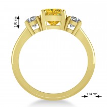 Cushion & Round 3-Stone Yellow Sapphire & Diamond Engagement Ring 14k Yellow Gold (2.50ct)