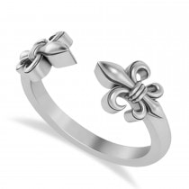 Fleur De Lis Open Concept Ring/Wedding Band 14k White Gold