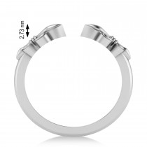 Fleur De Lis Open Concept Ring/Wedding Band 14k White Gold
