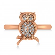 Diamond Owl Ring 14k Rose Gold (0.18ct)