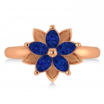 Blue Sapphire 5-Petal Flower Fashion Ring 14k Rose Gold (1.20ct)