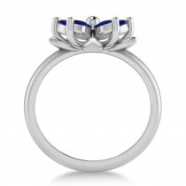 Blue Sapphire 5-Petal Flower Fashion Ring 14k White Gold (1.20ct)