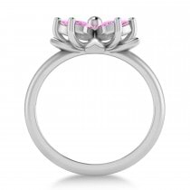 Pink Sapphire 5-Petal Flower Fashion Ring 14k White Gold (1.20ct)
