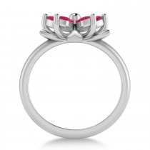 Ruby 5-Petal Flower Fashion Ring 14k White Gold (1.20ct)
