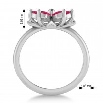 Ruby 5-Petal Flower Fashion Ring 14k White Gold (1.20ct)