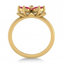 Ruby 5-Petal Flower Fashion Ring 14k Yellow Gold (1.20ct)