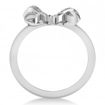 Diamond Ribbon Bow Ring/Wedding Band 14k White Gold (0.23ct)