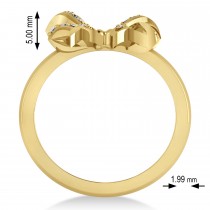 Diamond Ribbon Bow Ring/Wedding Band 14k Yellow Gold (0.23ct)