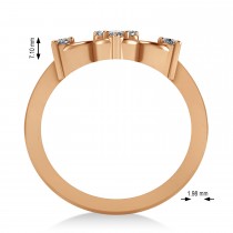 Diamond Six-Petal Flower Ring/Wedding Band 14k Rose Gold (0.26ct)