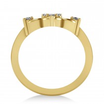 Diamond Six-Petal Flower Ring/Wedding Band 14k Yellow Gold (0.26ct)