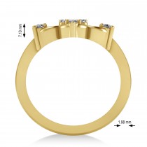Diamond Six-Petal Flower Ring/Wedding Band 14k Yellow Gold (0.26ct)